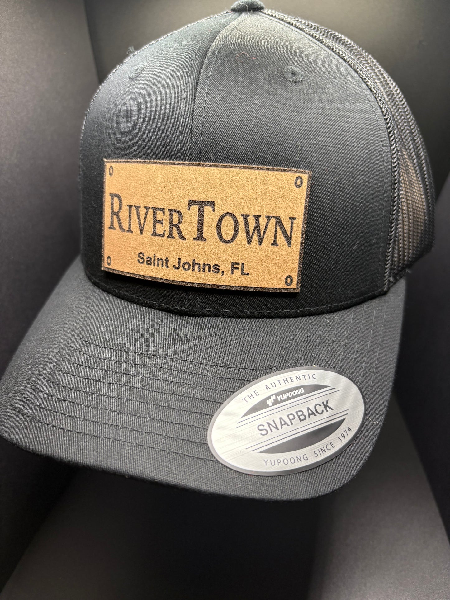 RiverTown License Plate Style Patch Hat- Charcoal/Black