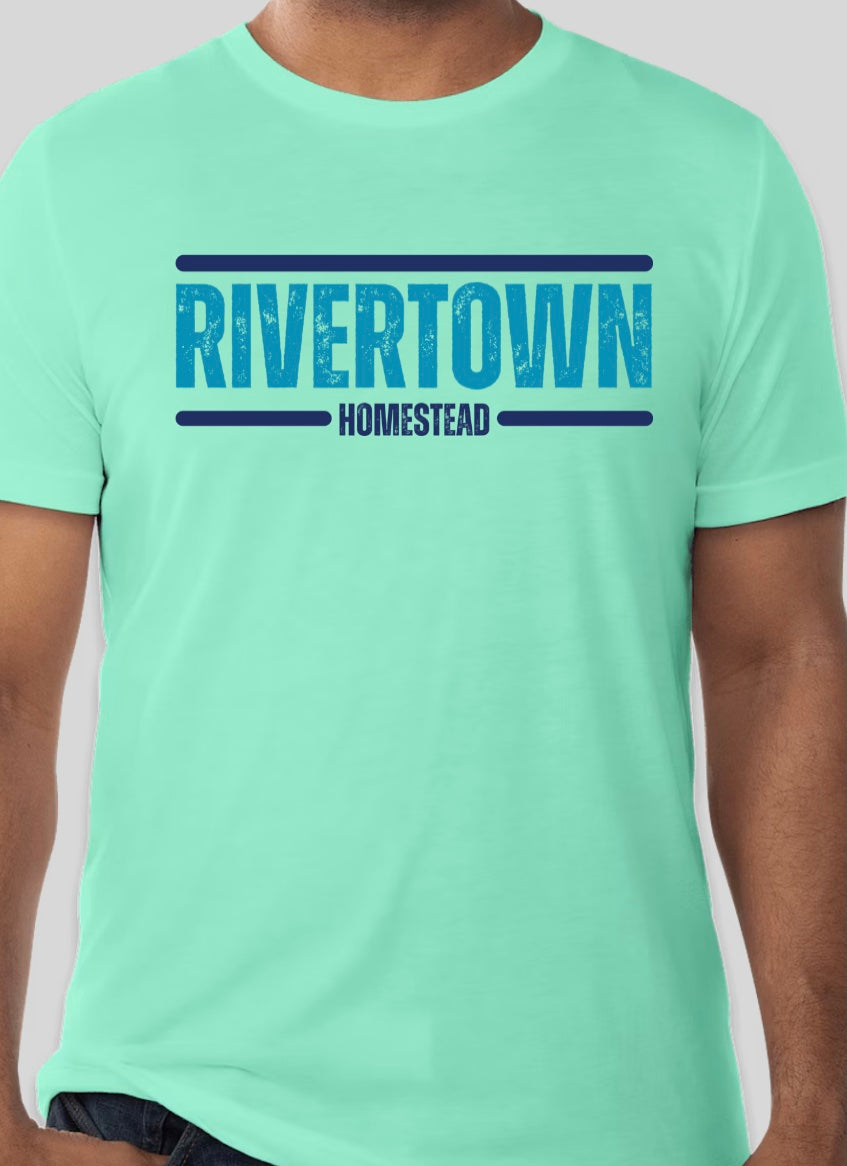 RiverTown Coastal “Homestead” Design Mint Green Bella+Canvas soft tee