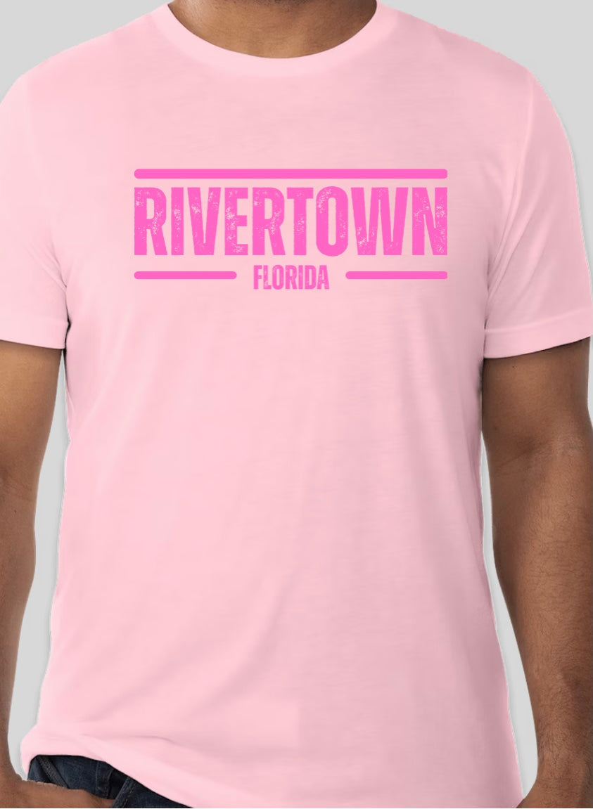 RiverTown Coastal Design PINK on PINK Bella+Canvas soft tee