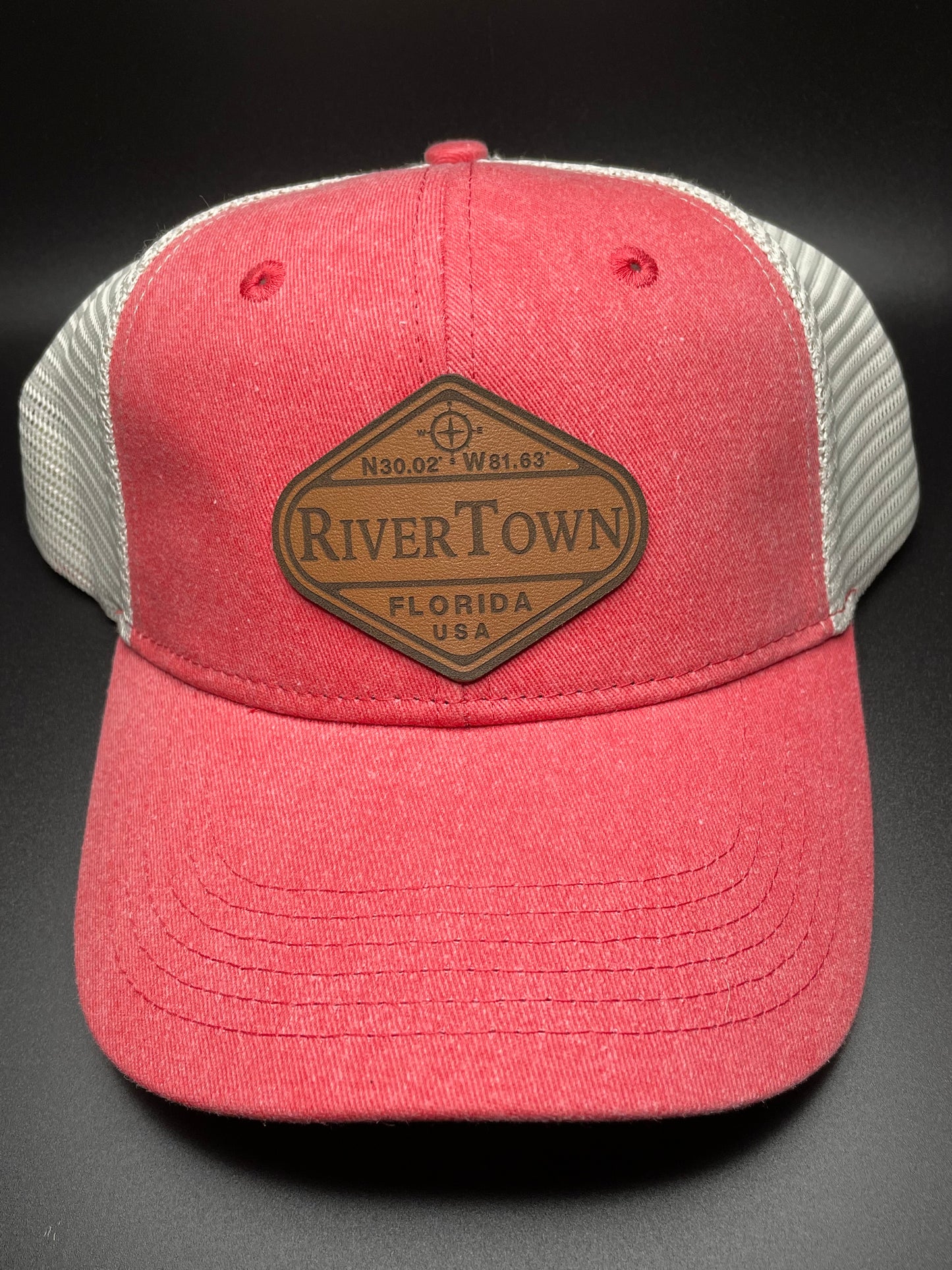RiverTown “Coordinates” Patch Hat- Red Heather/White