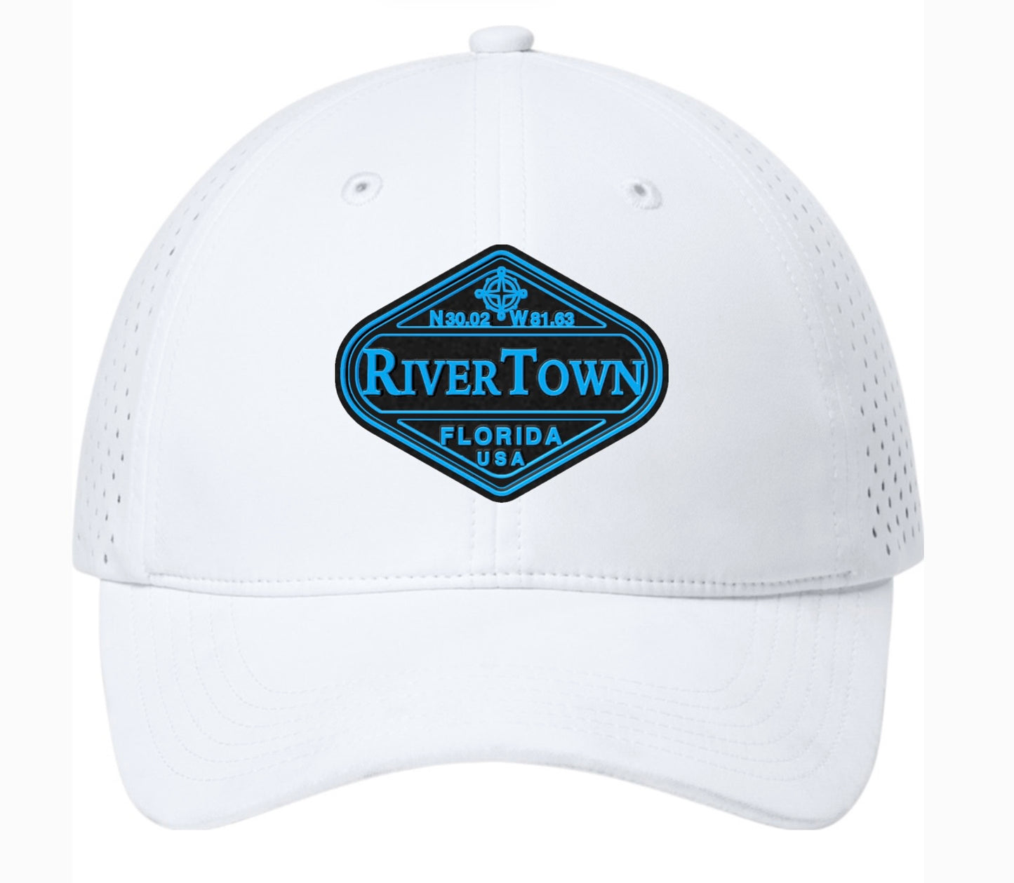 RiverTown All-Day Performance UPF Perforated Cap - OG blue on white hat