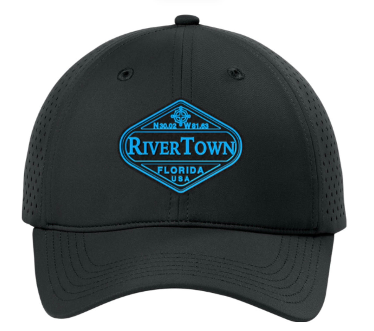 RiverTown All-Day Performance UPF Perforated Cap - OG blue on black hat