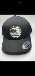Round Florida in USA Flag Style Patch Hat- Black/Black