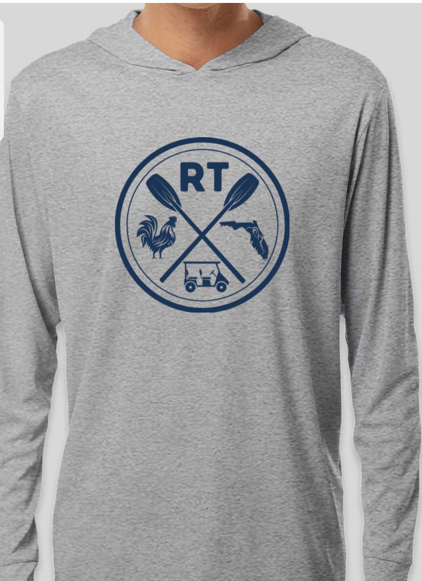 New RT Design - UPF 30 Performance Hooded Long Sleeve T-Shirt - Heather Grey